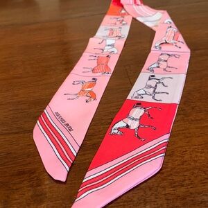 Twilly Hermes silk rare pink purse scarf , must have for true collectors.